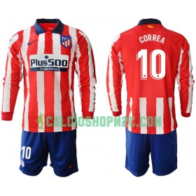 Atlético Madrid Angel Correa 10 Bambino Maglia Prima 2020/2021 Manica Lunga (+ Pantaloncini)